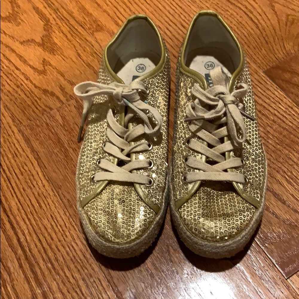 Gold Sequin Sneakers